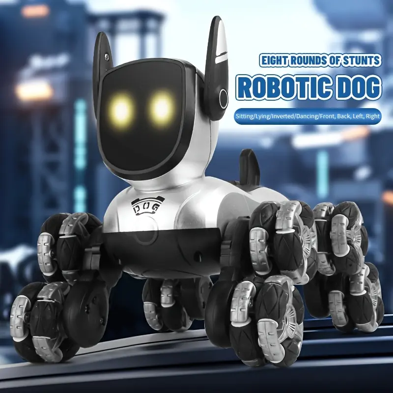 WEEKEND COME Rechargeable, interactive, smart robot dog; remote-controlled stunt robot toy featuring remote control, music, and action performances; perfect as a birthday, Christmas, or Halloween gift for boys and girls