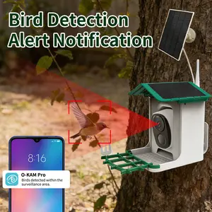 3 million pixel outdoor garden solar integration, intelligent rainproof camera, solar AI bird recognition bird feeder, can be all-round bird watching, the best gift for bird lovers