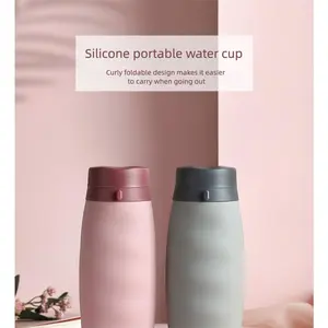 Portable sports water bottle, 580ml silicone foldable water cup, outdoor travel water bottle