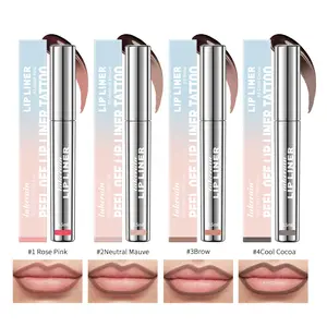 4PCS Peel-Off Lip Liner Set Waterproof Nude Matte Tint Non-Fading Full Coverage 24H Wear Holiday Gift Christmas All Skin Types