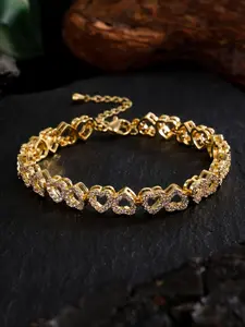 Elegant Heart Shape Artificial Zircon Bracelet for Women, Party Jewelry Accessory, Daily Dress Decoration, Girlfriend Gift, Heart Design Bracelet