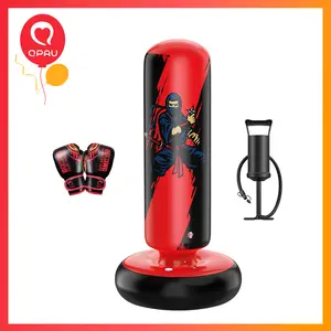 QPAU Kids Boxing Bag with Gloves 66-Inch Stabilized Inflatable Boxing Set for Boys Girls Ages 5-12 Karate Kickboxing MMA Sports Equipment & Children's Day Gift Training Durability Rebound,