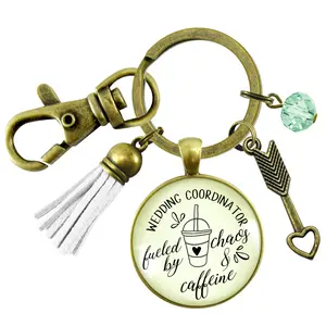 Wedding Coordinator Keychain Fueled by Chaos Caffeine Thank You Gift Tassel Charm