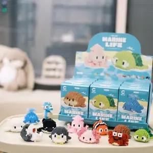 Ocean Cute Animal Building Blocks Set, Educational Puzzle Toy, DIY Animal Series, Desktop Decoration, Home Office Decor Gift for Kids