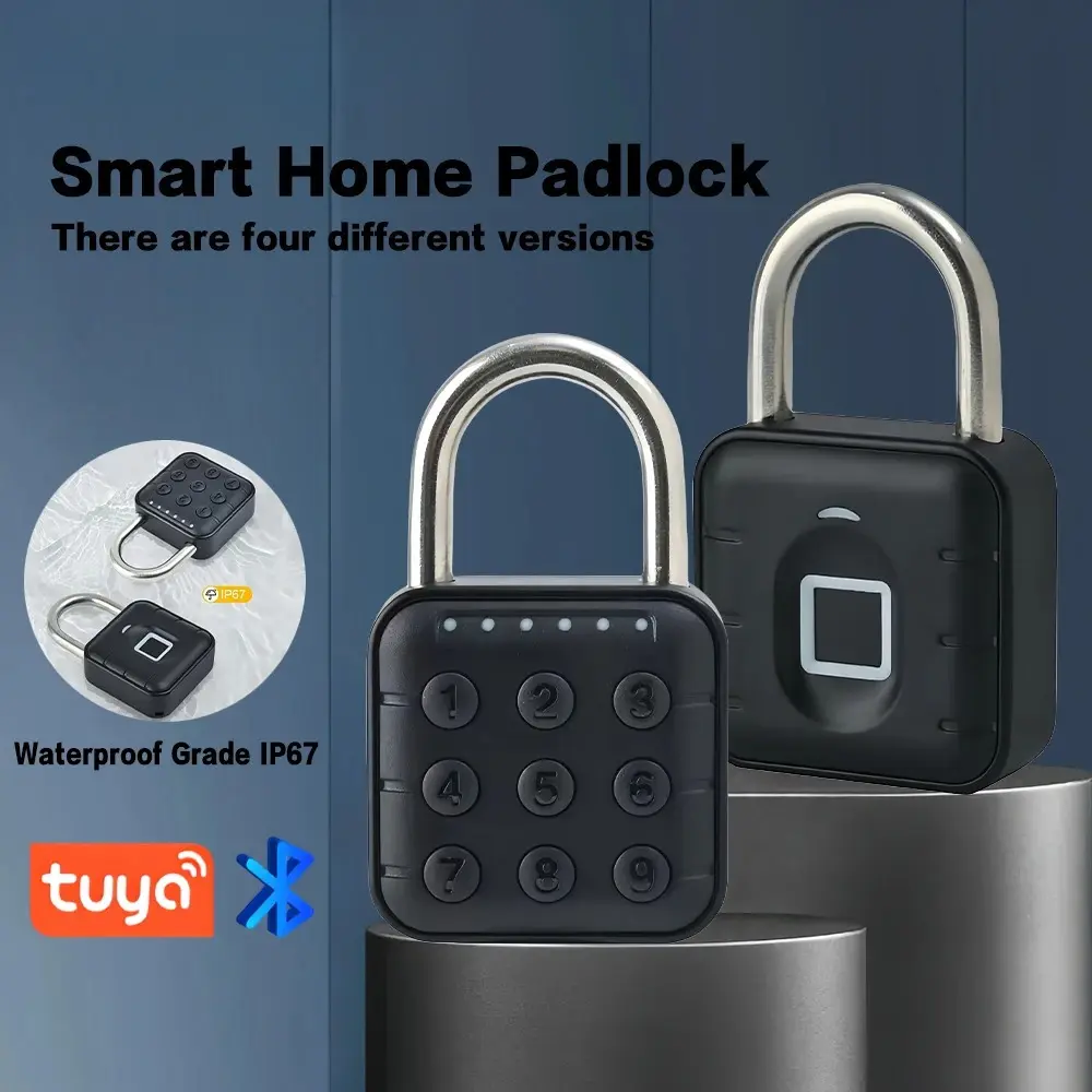 CDOK SY12 Metal-Steel Zinc Alloy+ABS Digital Smart Padlock - IP65 Waterproof, IP67 Rated, 76*46*22mm, Password/Fingerprint-Enabled, Key-Free, 10 Sets Fingerprint/10 Groups Password, CE2032 Batteries, App-Controlled for School Lockers, Suitcases