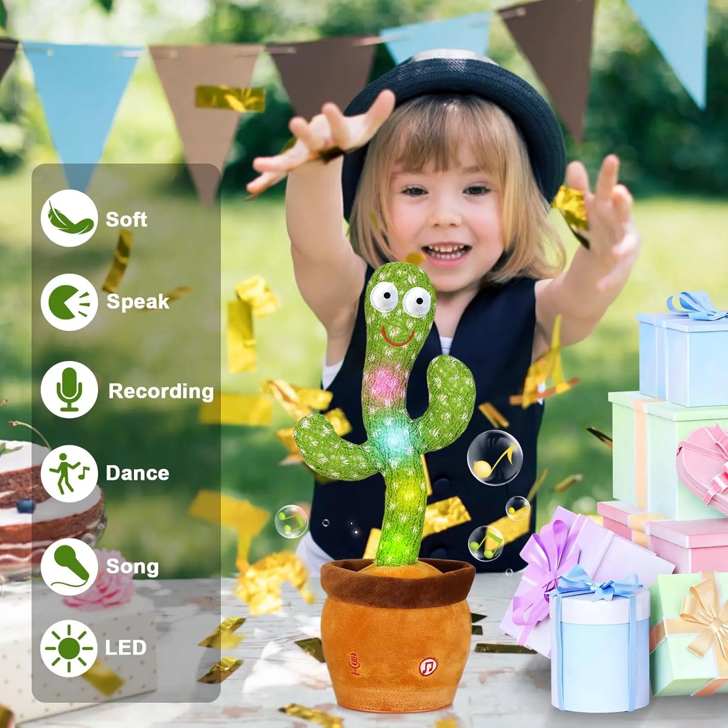 Emoin Talking Cactus Toy, Interactive Toys Dancing Cactus Toy Mimicking Repeating What You Say, Toddler Infant Baby Toys Gifts for 6 7 8 9 10 Month Old Baby Toys for 1 2 3 Year Old Boy Girl