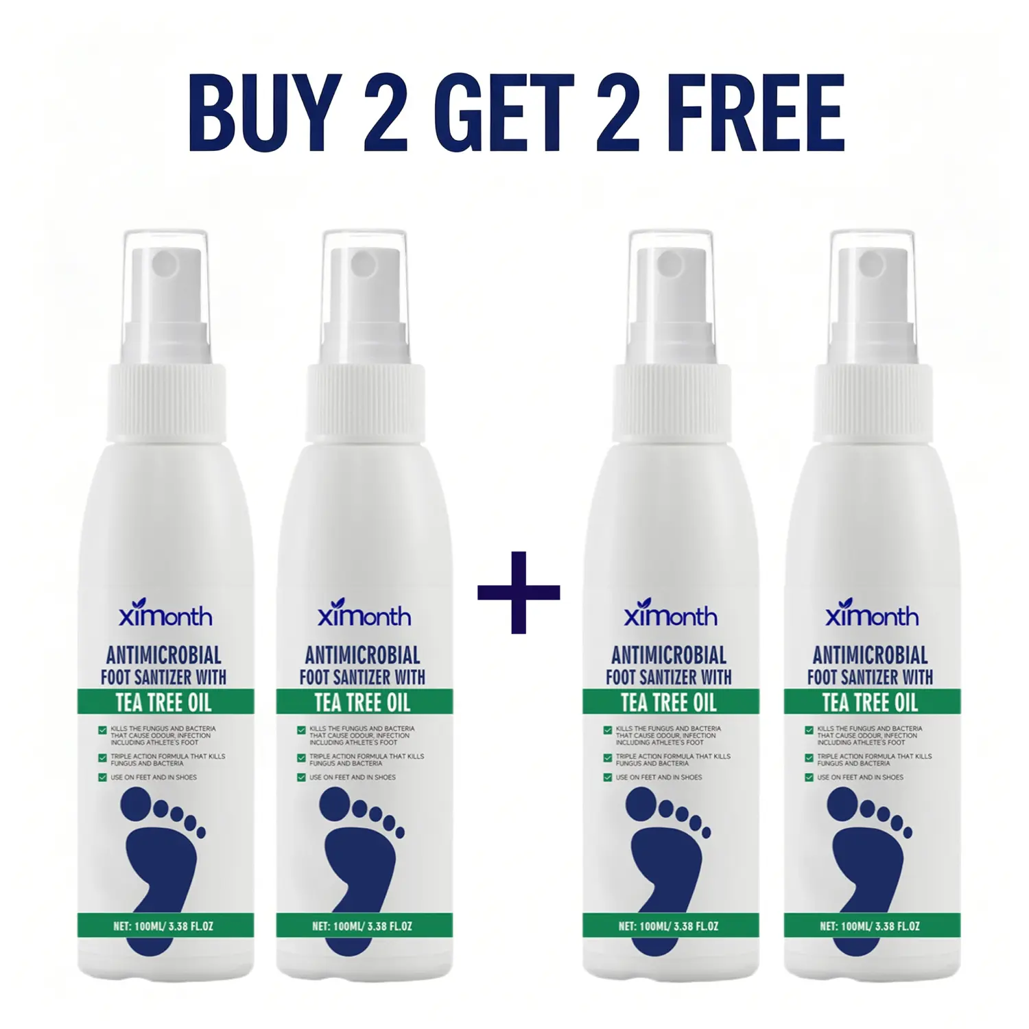 【BUY 2 GET 2】Tea Tree Oil Foot Spray | 97% OdorElimination & Cracked Heel Repair Dermatologist-Validated Fungal Defense l100mlFast-Absorbing Formula Foot sanitizer Spray, Dry, Soothing