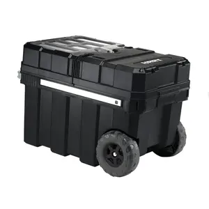 HART 24in Rolling Tool Box, Portable Black Resin Toolbox