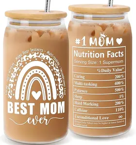 Mother’s Day Gifts for Mom from Daughter & Son Personalized 16oz Can Glass Cup for Women Mama Stepmom Mother-in-Law Bonus Mom Birthday Anniversary & Wife Gifts from Husband