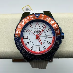 Invicta Aviator Patriot 23997 White Dial Red/Blue Bezel 48mm Mens Strap Watch with Durable Design