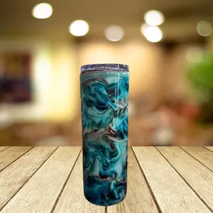 Blue mica epoxy swirl tumbler