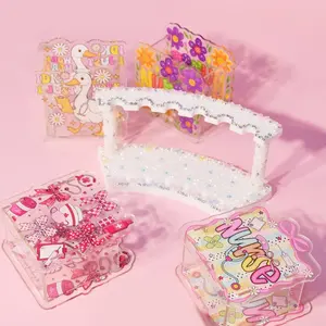 2 Sets Beaded Pen Display Stand and Pen Holder Set, 6-Slot Rhinestone Butterfly Bead Pen Rack, DIY Detachable Acrylic Nurse Theme Printed Pen Holder for Ballpoint Pens, Eyebrow Pencils, Makeup Brushes