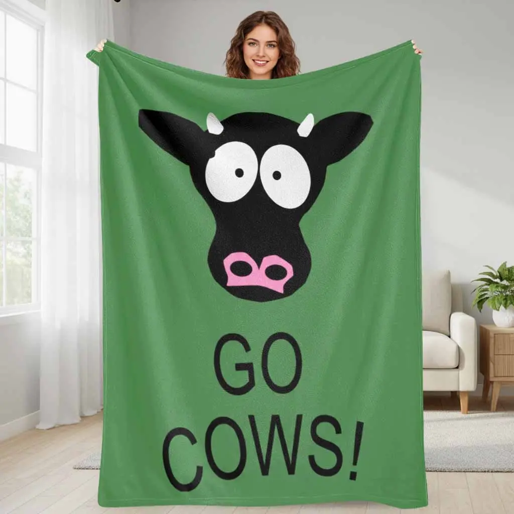 Funny Cow Head Flannel Blanket Cartoon Farm Animal Print Ultra Soft Lightweight Breathable Fuzzy Throw For Cozy Bed Sofa Couch Office Nap Camping Travel Housewarming Gift Idea