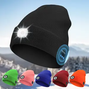 Multifunctional Wireless Bluetooth Headset LED Light-emitting Light Cap Outdoor Warm Lighting Knitted Hat