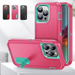 Shockproof Phone Case with Stand, Anti-slip & Anti-drop Phone Protective Cover, Protector, Casing, Protection, Phone Accessories Compatible with iPhone 16ProMax 15 14Plus 13pro 12 11Pro Max