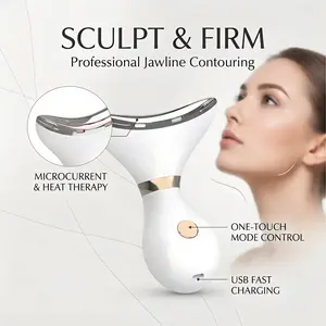 Neck Lift Device EMS Microcurrent Massager, Jawline Sculpting & Skin Tightening Tool, Heated Anti-Aging Neck Wrinkle Remover, Beauty Device USB Rechargeable