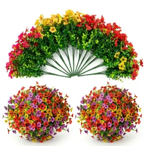 24 Bundles UV Resistant Artificial Flowers - No Fade Fake Outdoor Plants for Patio Porch Garden Window Box Decor