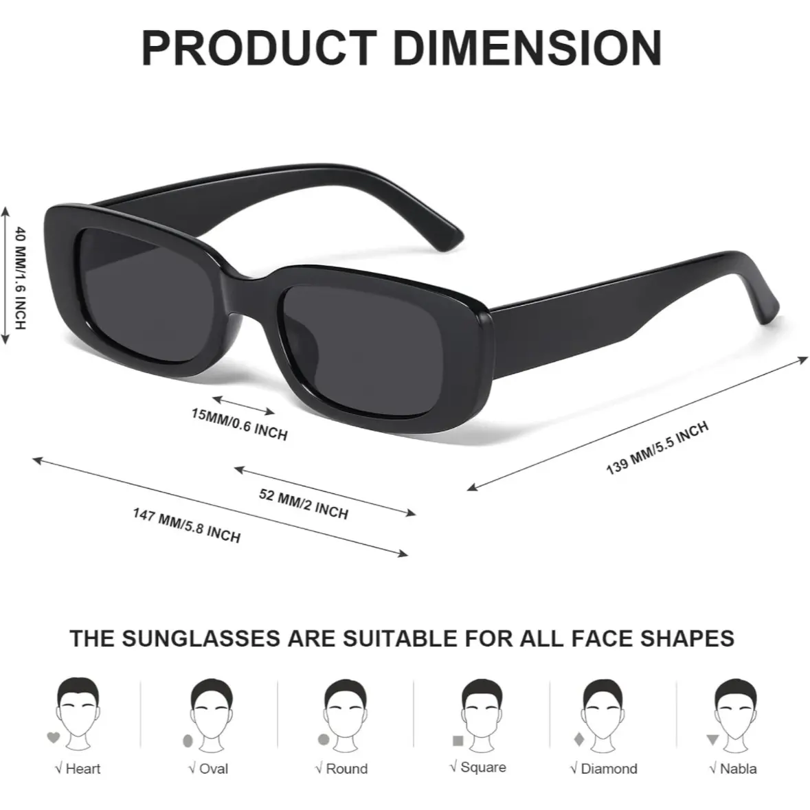Retro 90s Oversized Wrap Sunglasses Rectangle Square Shades Y2K Unisex PEGH Y2K Wrap Around Sunglasses for Women Men Small Narrow  main image 3