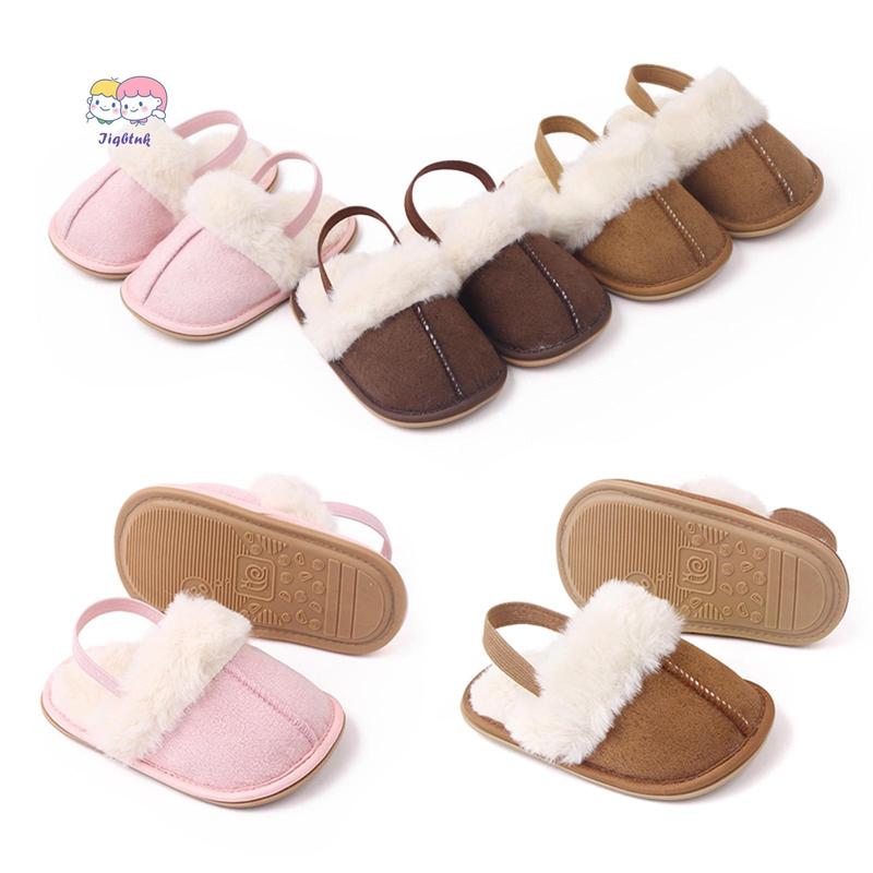 Fluffy Baby Slides Slippers Soft Plush Warm Non Slip House Shoes for Toddlers Boys Girls Winter Indoor Outdoor