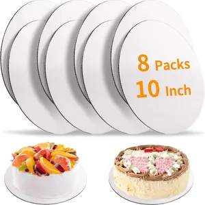 8 Pcs Cake Boards, White Cake Boards 10 Inch Round, Food-Graded Cardboard Cake Rounds Cake Base, Waterproof and Oil-Proof for Cake DIY, Dessert and Crafts Display(White) WINKIO