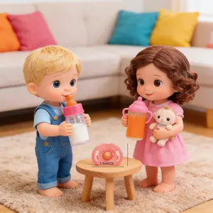 Baby Feeding Set, Infant Care, Doll Feeding Set, Toy Pram, 1 Bottle and 1 Juice Bottle, Includes 1 Toy Pacifier, Suitable for Baby Dolls, Halloween/Thanksgiving/Christmas New Year Gift y2k