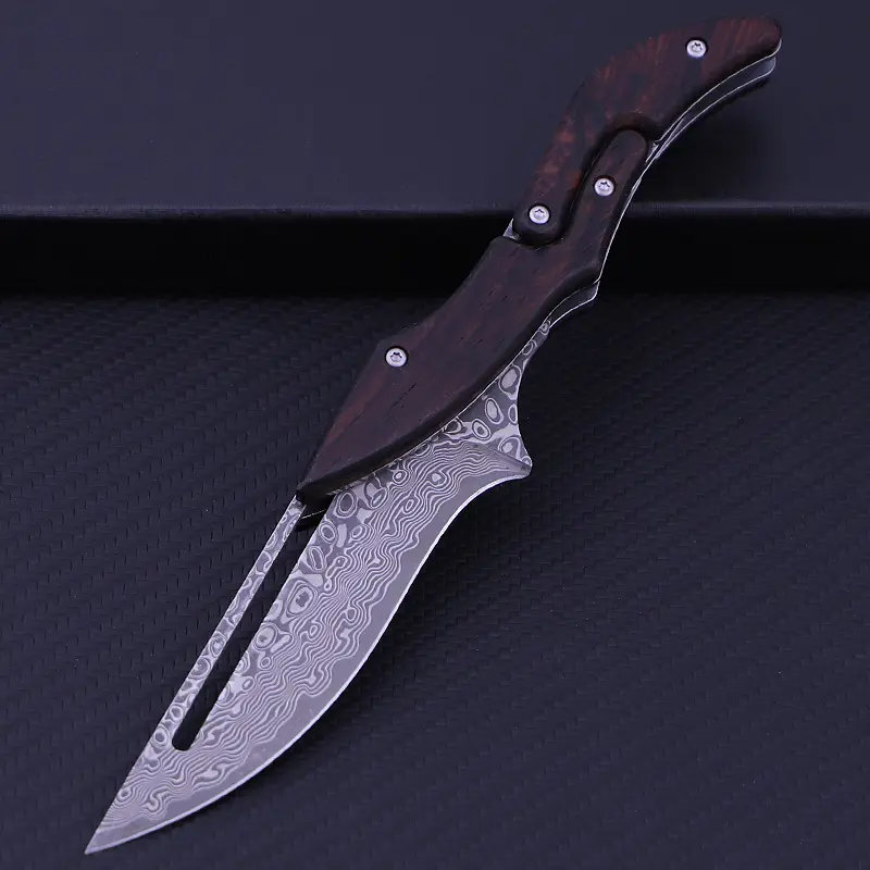 Damascus steel camping knife, portable chef knife for home kitchen, outdoor camping emergency, barbecue, cooking use, perfect Christmas gift!