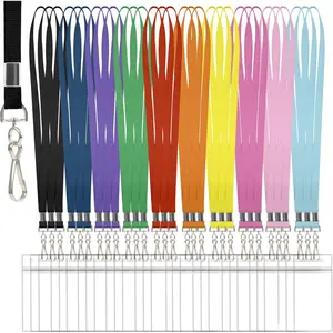 30 count Lanyards for ID Badges, Clear Lanyards for Cruise Ship Cards,  Lanyard Card Holder for Carnival Sail, Vertical Nametag Holder (Rainbow, 10 Colors)