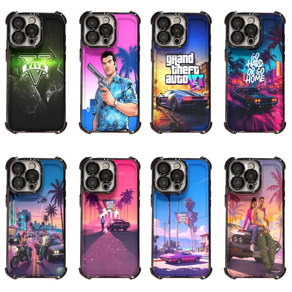 Grand Theft Auto GTA 6 Phone Case | Vice City Neon Art Cover For iPhone 11/12/13/14/15/16/17 Pro/Pro Max/Plus & Samsung S23/S24/S25/S26 Ultra Smartphone Protection