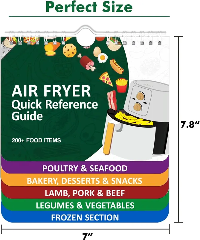 Air Fryer Cheat Sheet Magnets Cooking Guide Booklet - Air Fryer Magnetic Cheat Sheet Set Cooking Times Chart - Cookbooks Air Fryer Accessories Oven Cooking Pot Temp Guide Kitchen Conversion
