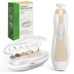 Baby Nail Care Electric Baby Nail File Kit with LED Light, Baby Nail Clippers for Newborn/Infants/Adults Toenails and Fingernails, 6 Replacement Heads & Storage Case, Acorn