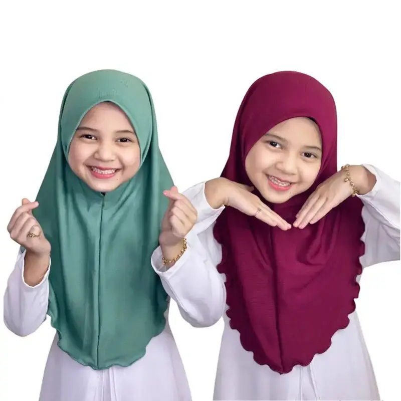 Ramadan Hijabs Scarf for Kids Girl 7 to 12 years old Muslim Islamic Shawls Soft Stretch Headscarf Malaysia Girl Children Hijabs