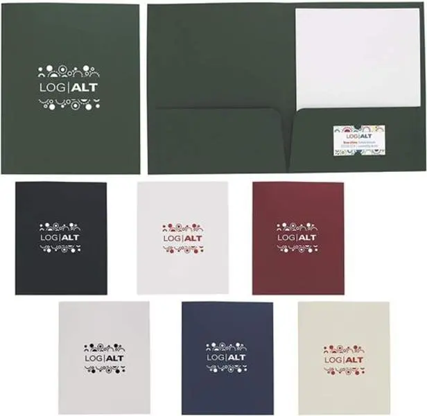 Personalized Linen Paper Folder Printed with Your Logo + Text
