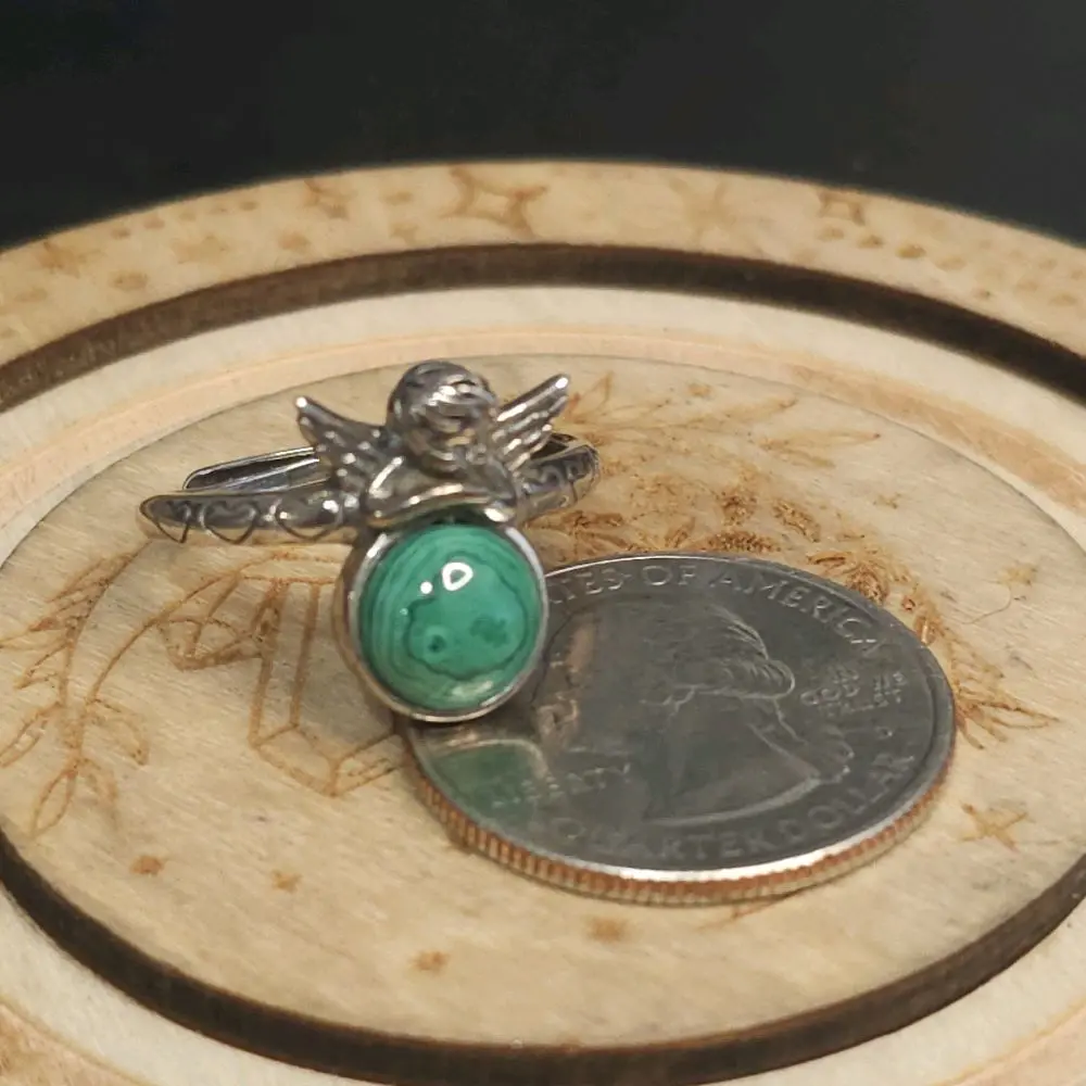 Malachite Sterling Silver Adjustable Ring