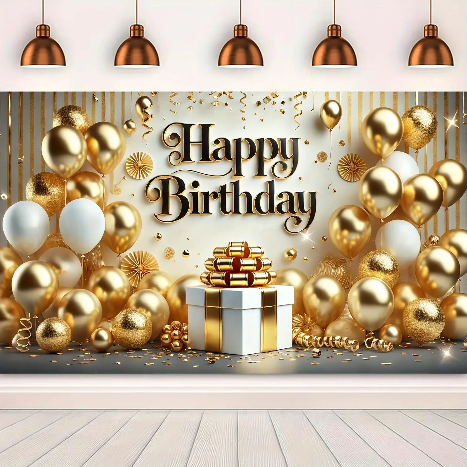 Happy Birthday Balloon Pattern Shimmer Wall Backdrop, Wall Hanging Backdrop, 1 Count Reusable Birthday Party Backdrop, Party Decoration Supplies for Home & Outdoor, Banners, Birthday Party Decorations, Party Background Decoration