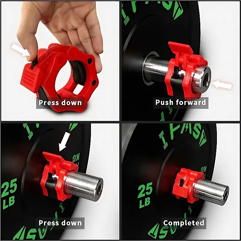2pcs Quick Release Barbell Collars for 50mm Olympic Bars (Weightlifting Gym Clamps) 2pcs Quick Release Barbell Collars for 50mm Olympic Bars (Weightlifting Gym Clamps)