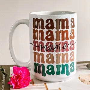 Mama Coffee Mug Best Mom Mother's Day Boho New Mom 15oz Ceramic Mug