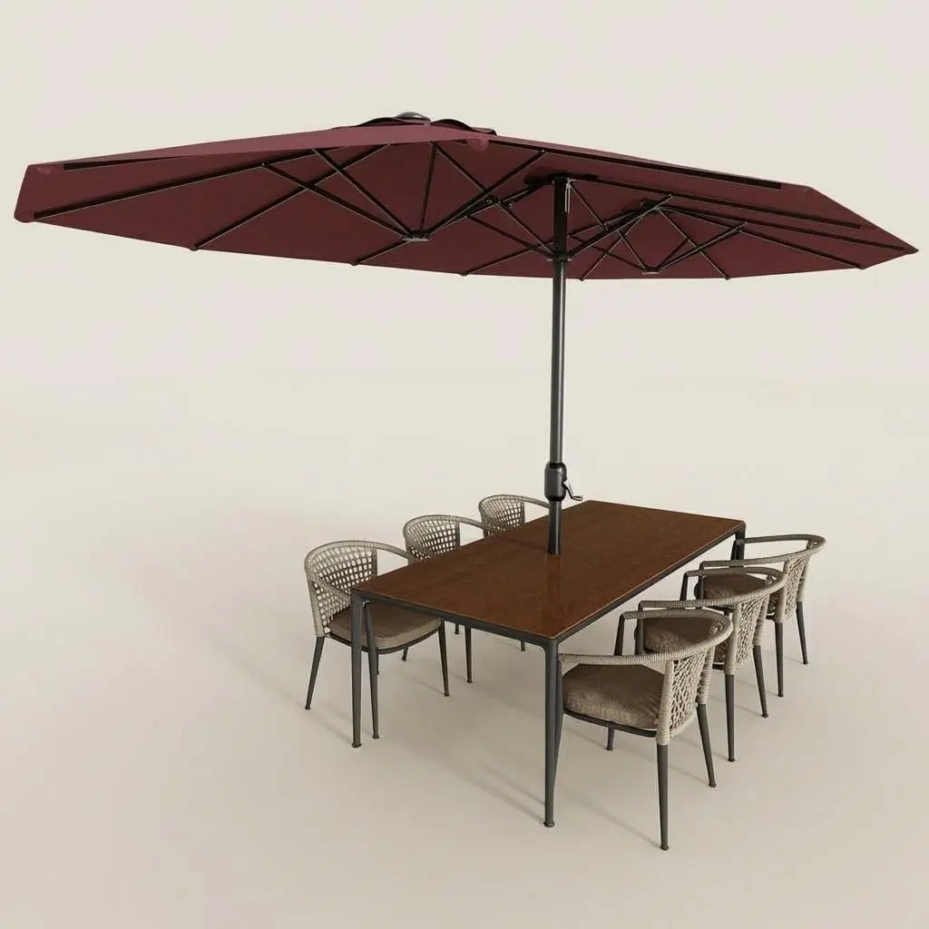 Garvee 13ft Commercial Patio Umbrella with Double Canopy, Extra Large Waterproof Windproof Patio Parasol, Suitable for Restaurant, Poolside Use, Without Base Weight
