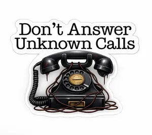 Don’t Answer Unknown Calls Sticker | Vintage Phone Aesthetic | Funny Introvert Sticker | Dark Humor Sticker | Waterproof Vinyl Decal