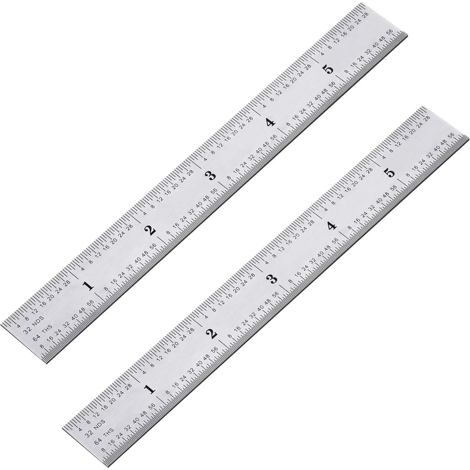 2 Pack Stainless Steel Machinist Engineer Ruler, Metric Ruler with 1/8 1/16 1/32 1/64 Inch Markings for Engineering School Office Architect Drawing (6 Inch)
