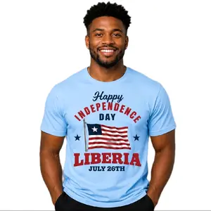 Liberia Independence Themed T-Shirts, Casual Comfortable Cotton Tees for Patriotic Celebrations Top