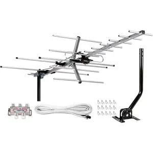Yagi Satellite HD TV Antenna up to 200 Mile Range, Attic or Roof Mount TV, Long Range Digital OTA Antenna for 4K 1080P Supports 4 TVs Installation Kit & Mounting Pole