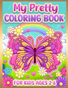 Coloring Book for Kids: Pretty, Cute Butterflies, Flowers & Animals for Toddlers and Girls Ages 2-6 Fun Activity