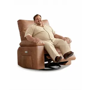 Garvee Oversized Recliner Chair for Adults, 22" Extra Wide Seat Manual Pushback Recliner, Faux Leather Home Theater Seating & Reading Chair with Side Pocket for Living Room, Retro