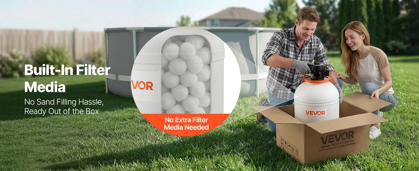 VEVOR FlashPure Sand Filter Pump, Summervibes,Summervibes, 16 in for Above Ground Pool, 1 HP 4400 GPH, Swimming Pool Filter System with Timer, 6X Faster Filtration with Media Installed, Leak-Resistant, Ready to Use Out of Box, Pool Accessories, Swimming P