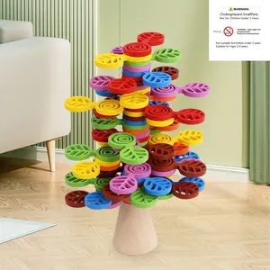 Creative Stackable Tree Blocks, Children Balance & Color Recognition Training, Fun Interlocking Tree Building Toys, Baby Focus Development
