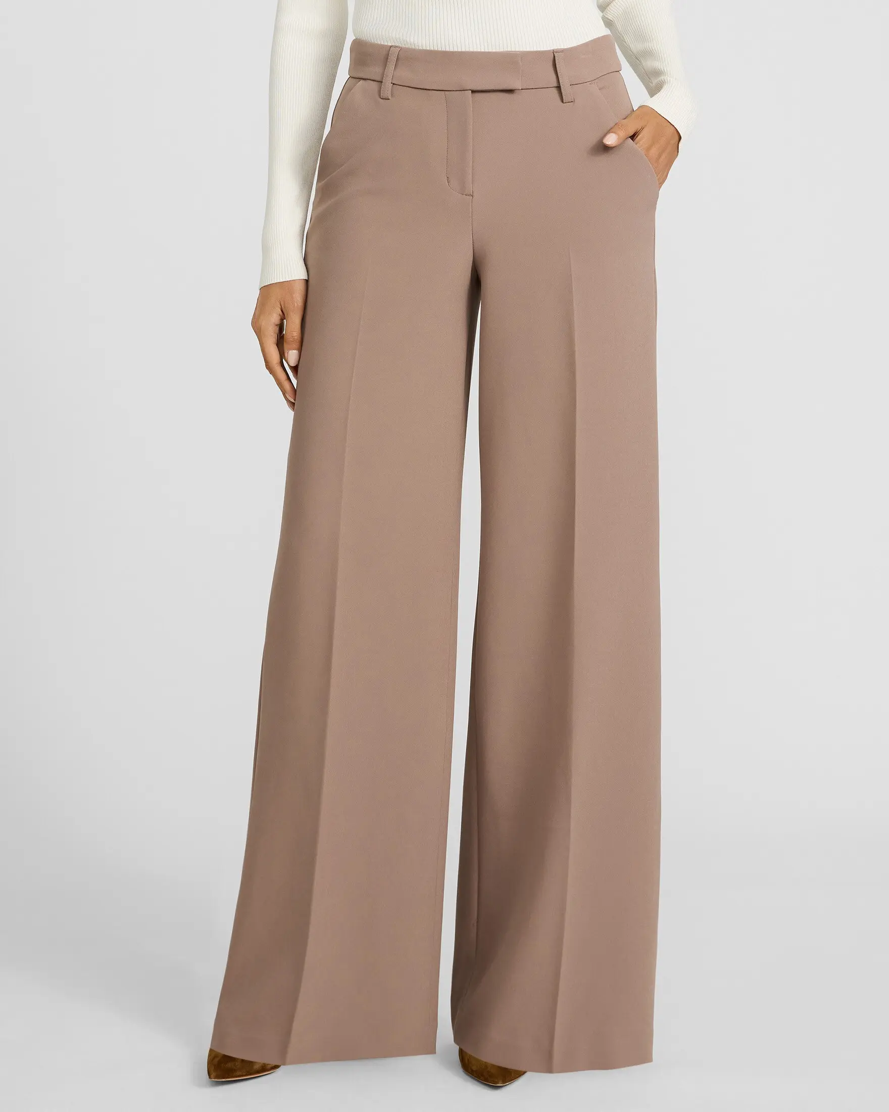 Express Editor Studio Stretch Twill Mid Rise Wide Leg Pant