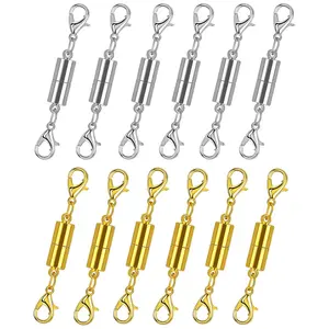 Magnetic Necklace Clasps & Closures 12 Pack Strong Magnet Jewelry Extender Set for Necklaces & Bracelets, Gold and Silver Plated Connectors for DIY Jewelry Making & Repair Accessories