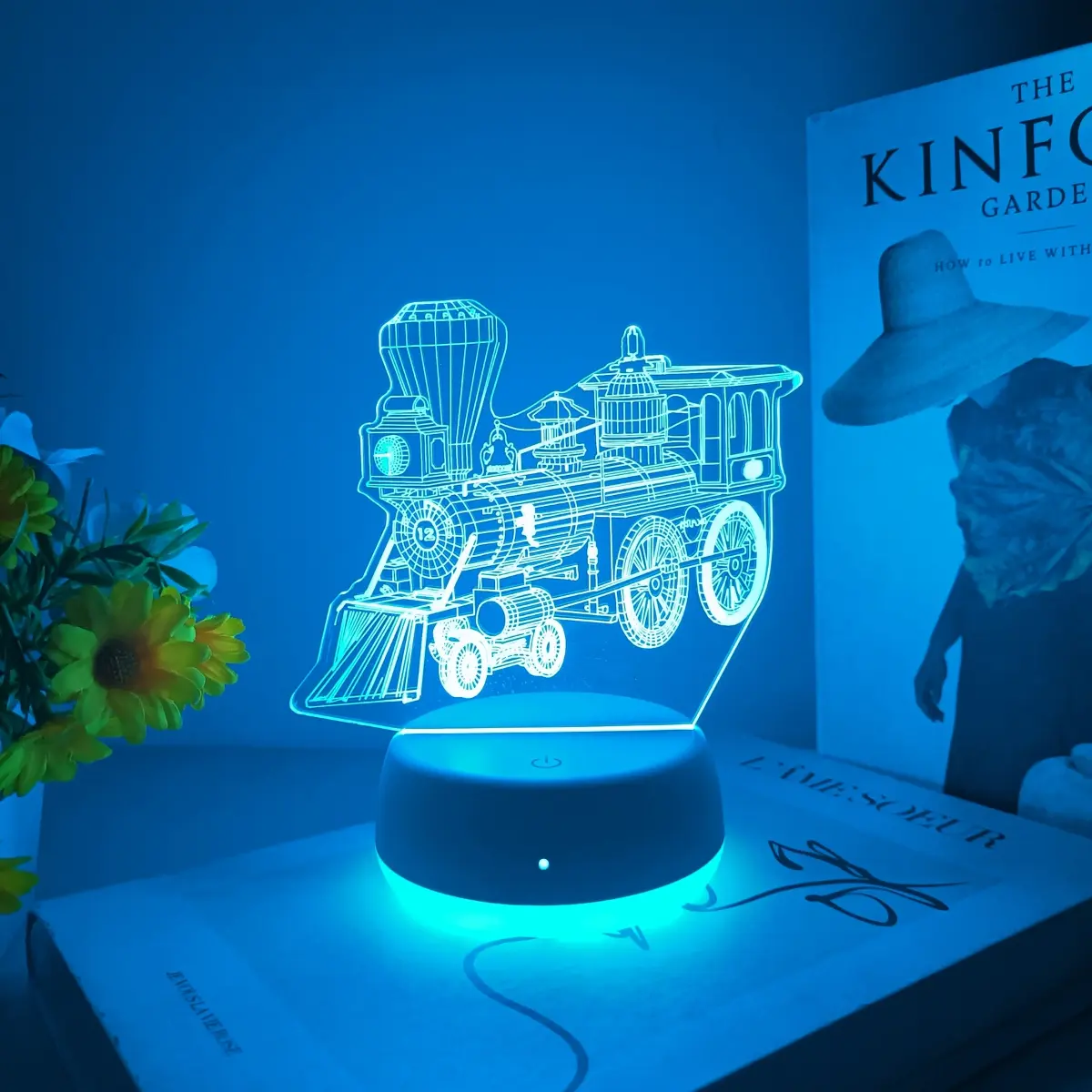 Steam Train 3D Night Light Atmosphere Light, USB Powered Touch Switch, Seven Colors Changing, Ideal Gift for Bedroom Living Room, Safe Non-Eye Irritating, Led Atmosphere Lamp, Led Decoration, Decorative Lighting