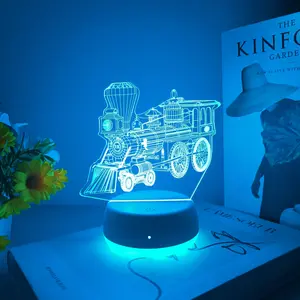 Steam Train 3D Night Light Atmosphere Light, USB Powered Touch Switch, Seven Colors Changing, Ideal Gift for Bedroom Living Room, Safe Non-Eye Irritating