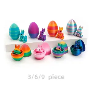 Random Color 3D Printed Decorations, Cute Collectible Figurines, Cute Bunny Eggs for Easter Decoration, Perfect Gift for Kids & DIY Crafts